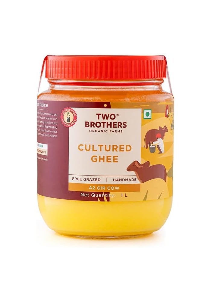 TWO BROTHERS A2 Ghee - 1000 Ml | Cultured Cow Desi Ghee | Pure and Natural Grass-Fed A2 Gir Cow Ghee - Image 1