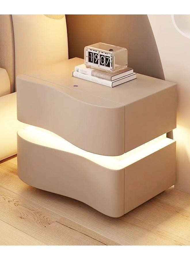 fashionhome Modern High Gloss One Touch Switch Night Light LED Nightstand with 2 Storage Drawers Solid Wood Bedside End Table Furniture 50x40.5x50 cm (Fully Assembled) - Image 4