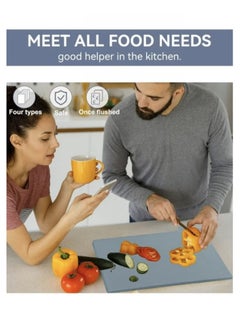 Hanayo 4PCS Kitchen Cutting Boards, Plastic Cutting Board with Storage Shelf , Chopping Board for Kitchen Different Food Types (Grey)  - Image 5