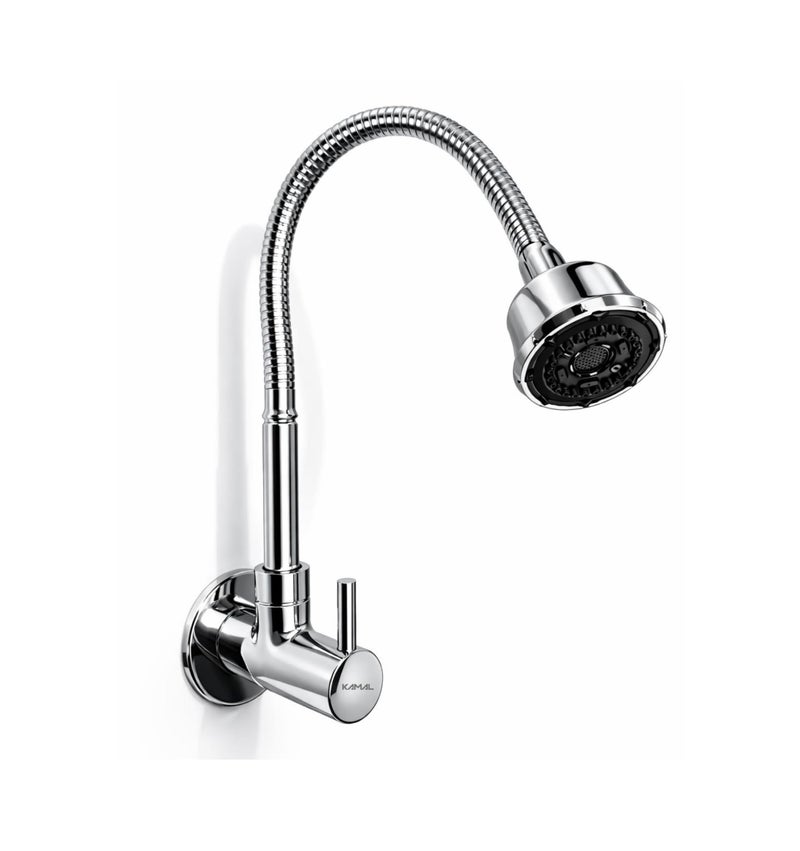 Kamal Dixy Wall-Mounted Brass Sink Spray – 360° Flexible Spout with Shower & Foam Flow | Chrome Finish - Image 5