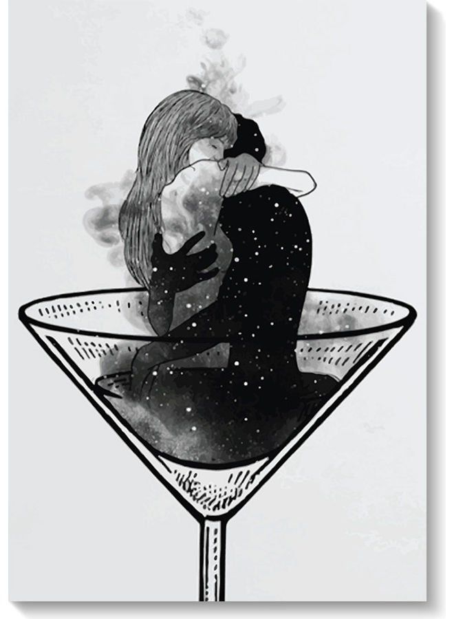 RYN لوحة فنية جدارية مزخرفة باللونين الأبيض والأسود 40 × 60 سم - Image 2