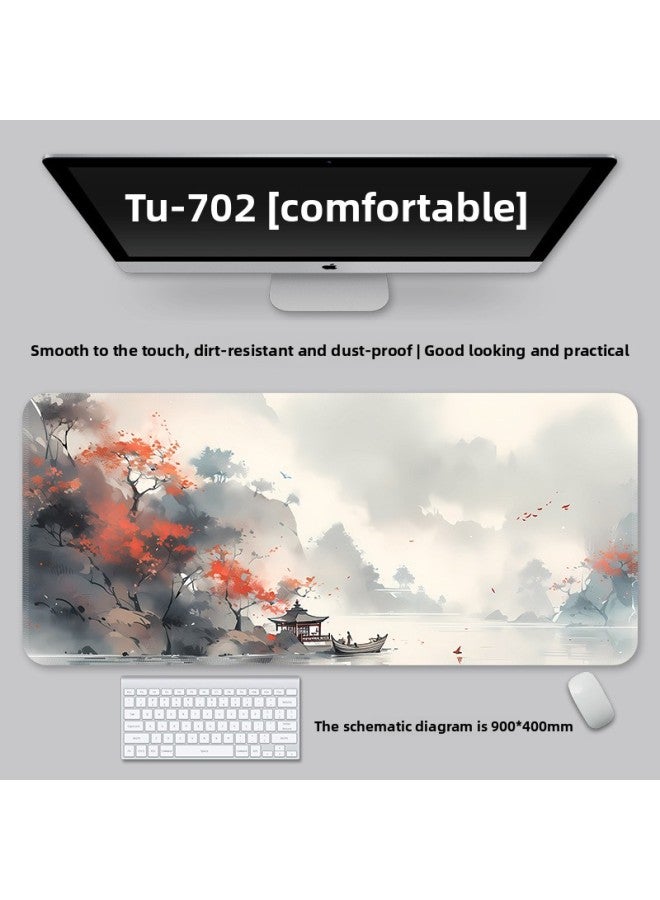 Mouse Pad Large National Style Landscape College Student Table Mat Game Special Keyboard Pad Men's And Women's Computer Office Mouse Pad-Color:900*400*2-Pattern:TU-702 [cozy]]  - Image 1