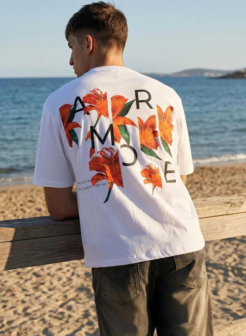Dennis Lingo Men White 100% Cotton Printed Regular Fit T-Shirt