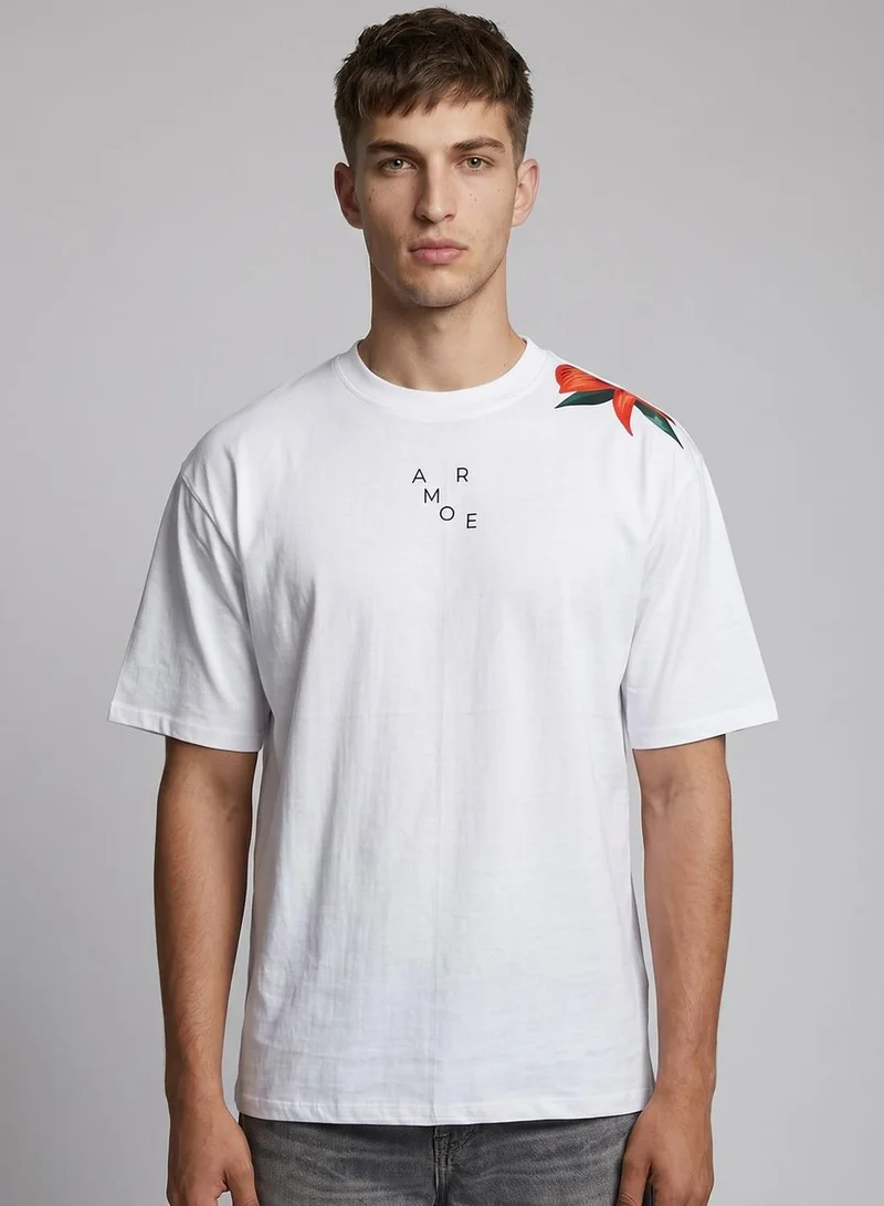 Dennis Lingo Men White 100% Cotton Printed Regular Fit T-Shirt