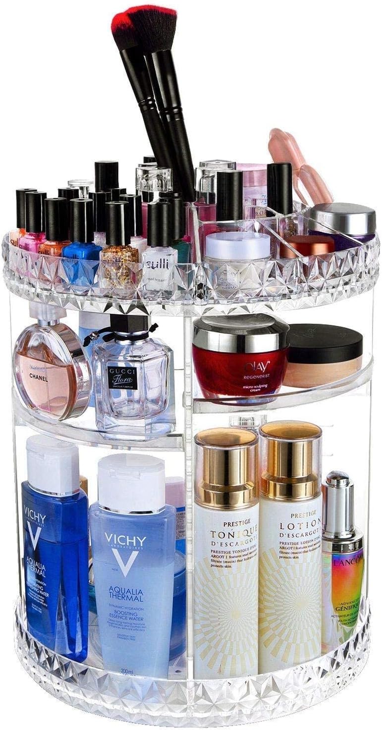 منظم مستحضرات التجميل ماكياج دوَّار بدرجة 360 حامل لتخزين الماكياج يمكنك فصله وتخزينه بنفسك. - Image 2