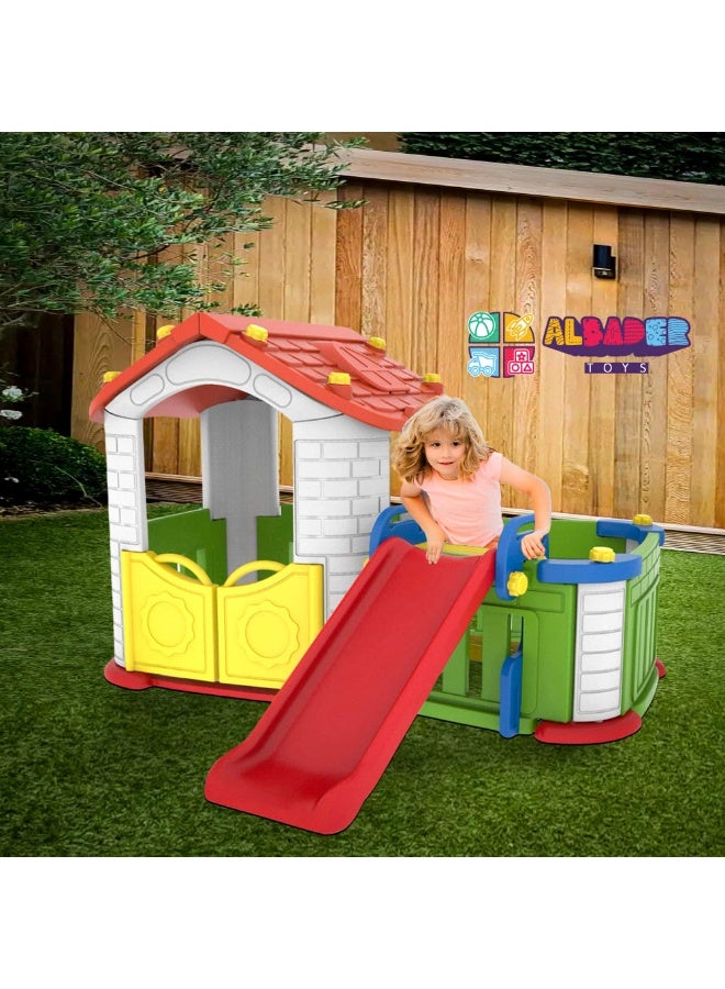 AL BADER ALBADER Outdoor Playhouse With Slide, Kids Playset For Children, Indoor & Outdoor Plastic Playground Set, Big Children House Slide, Garden Status With Multi Colors, Garden Set for Boys & Girls - Image 5