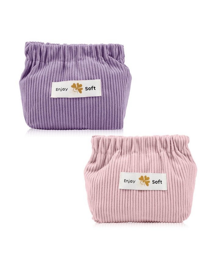 AC ENTERPRISE - CKPS-2pcs Small Makeup Pouch, Corduroy Elastic Storage Bag Coin Pouch Lipstick Bag, Mini Jewelry Storage Pouches for Women Girls, Easy Squeeze Open Travel Pouch Portable - Image 1