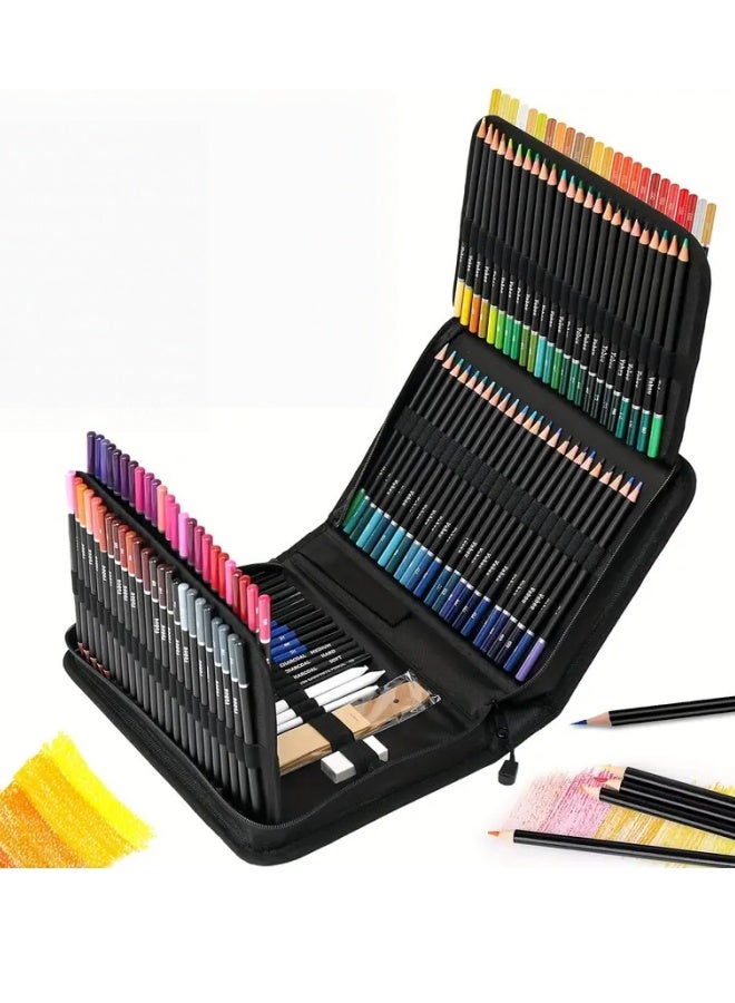 146pcs مجموعة لوازم الفنون ، أقلام الرسم الملونة ، رسم فني- رسم ، أقلام جرافيت مع علبة محمولة ، وإمدادات فنية مدرسية مثالية للفنانين ، مثالية للتظليل ، والمزج - Image 1