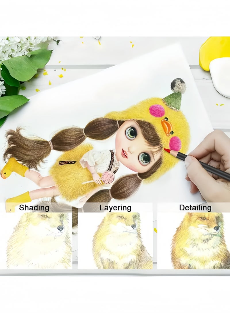 146pcs مجموعة لوازم الفنون ، أقلام الرسم الملونة ، رسم فني- رسم ، أقلام جرافيت مع علبة محمولة ، وإمدادات فنية مدرسية مثالية للفنانين ، مثالية للتظليل ، والمزج - Image 4