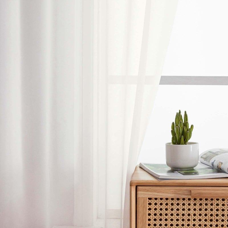 WelvetBLK Ivory Sheer Curtains 84 Inches Long 2 Panels, Soft Airy Light Filtering Curtains for Bedroom Living Room, Modern Rod Pocket Privacy Drapes Window Treatments, Ivory, Total Wide 84 Inch - Image 3