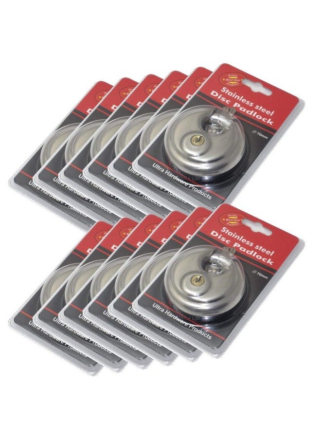 MegaDeal 12 Pack Round Padlock with Shielded Shackle, 2-3/4-Inch, Stainless Steel Steel Armor for Trailer Storage Truck Wholesale Bulk Lot  - Image 1