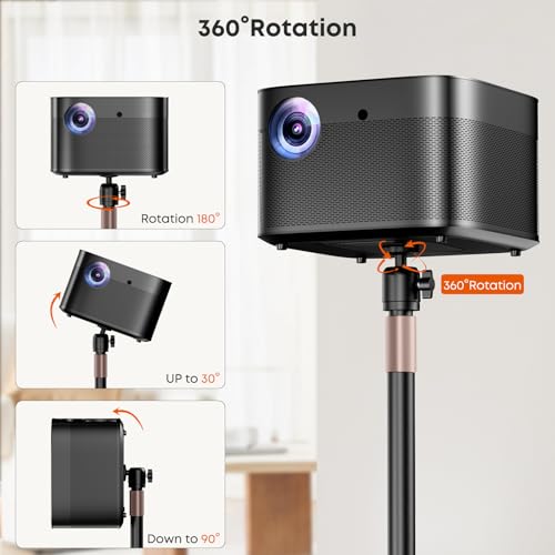 PUTORSEN Universal Projector Stand – Height Adjustable Floor Stand with 360° Rotating Ball Head & 1/4" Screw, Heavy-Duty Carbon Steel Base for Projectors, Cameras & Webcams – Home, Office & Studio Use - Image 2