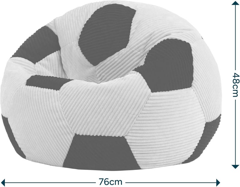 ICON Children's Football Bean Bag, Black, Woven Fabric, Bean Bag Cord with Filling, Comfortable Children's Chair, Cuddly Chair, Reading Chair, Bedroom, Children's Room, Living Room - Image 3