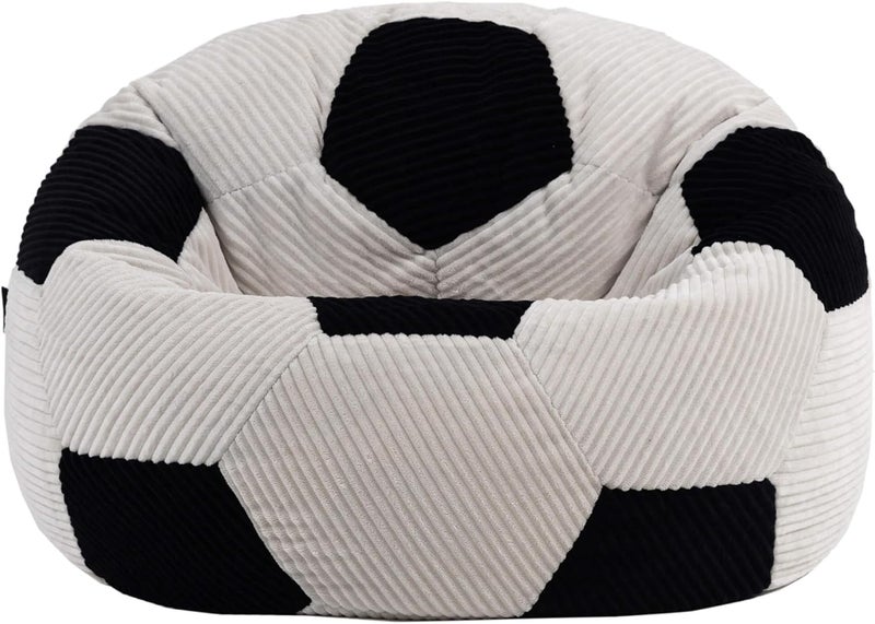 ICON Children's Football Bean Bag, Black, Woven Fabric, Bean Bag Cord with Filling, Comfortable Children's Chair, Cuddly Chair, Reading Chair, Bedroom, Children's Room, Living Room - Image 4