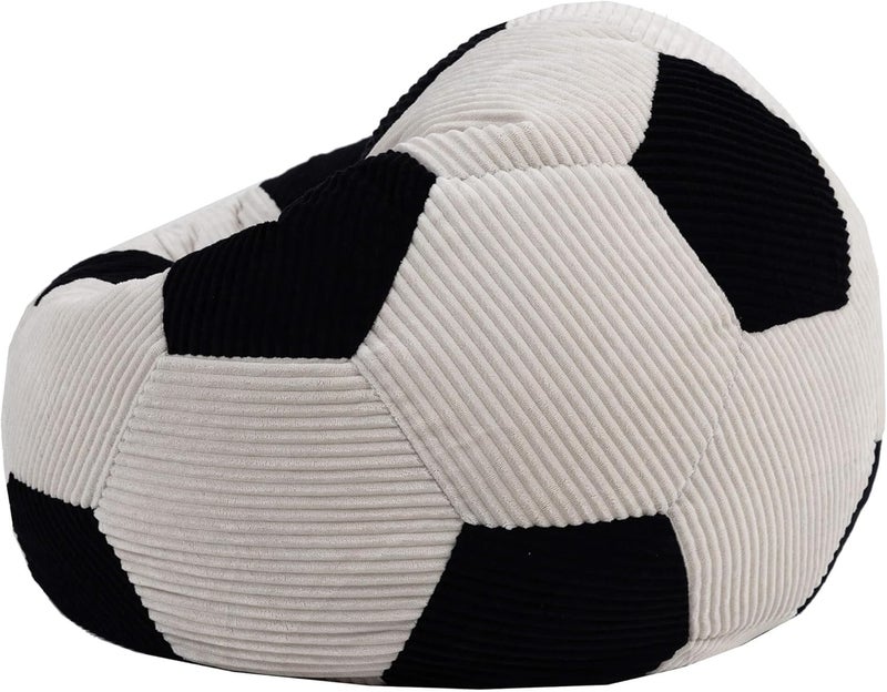 ICON Children's Football Bean Bag, Black, Woven Fabric, Bean Bag Cord with Filling, Comfortable Children's Chair, Cuddly Chair, Reading Chair, Bedroom, Children's Room, Living Room - Image 5