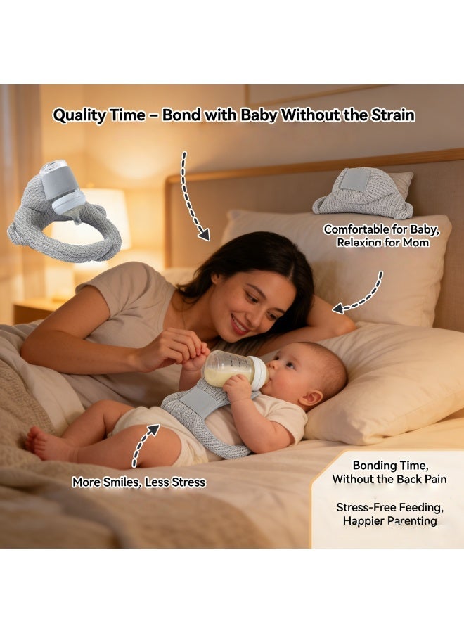 CESETH Adjustable Baby Self Feeding Pillow Infant Feeding Cushion Organic Cotton Breastfeeding Support Bottle Holder Stand Newborn Nursing Pillow Extra Wide Base Hands-Free Feeding Lounger 0-12 Month - Image 2