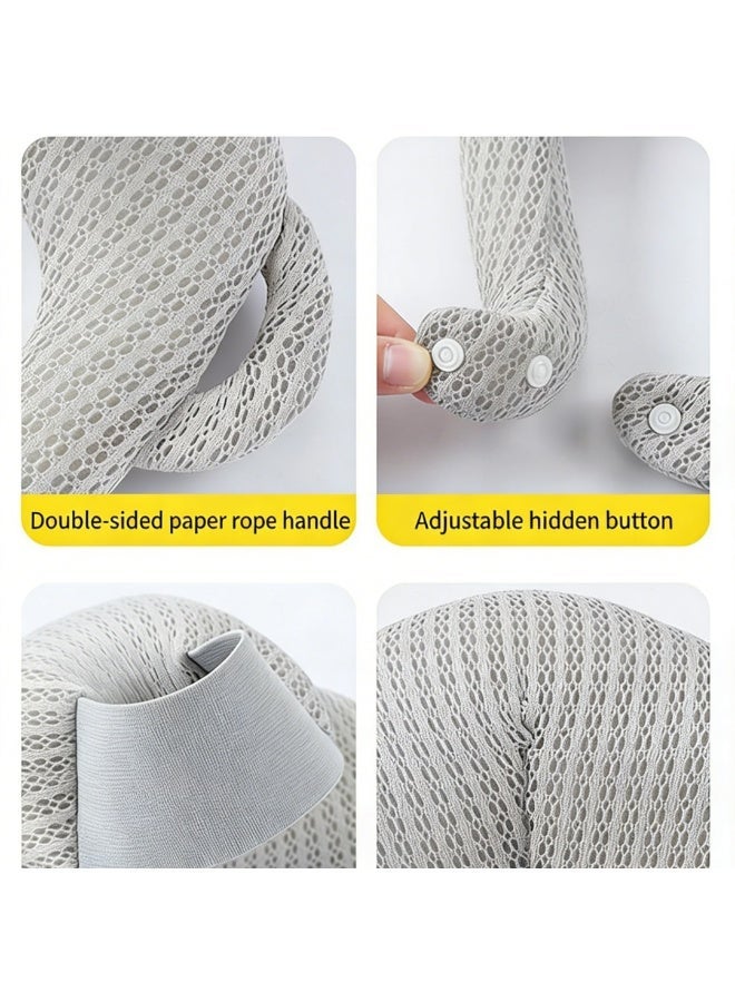 CESETH Adjustable Baby Self Feeding Pillow Infant Feeding Cushion Organic Cotton Breastfeeding Support Bottle Holder Stand Newborn Nursing Pillow Extra Wide Base Hands-Free Feeding Lounger 0-12 Month - Image 4