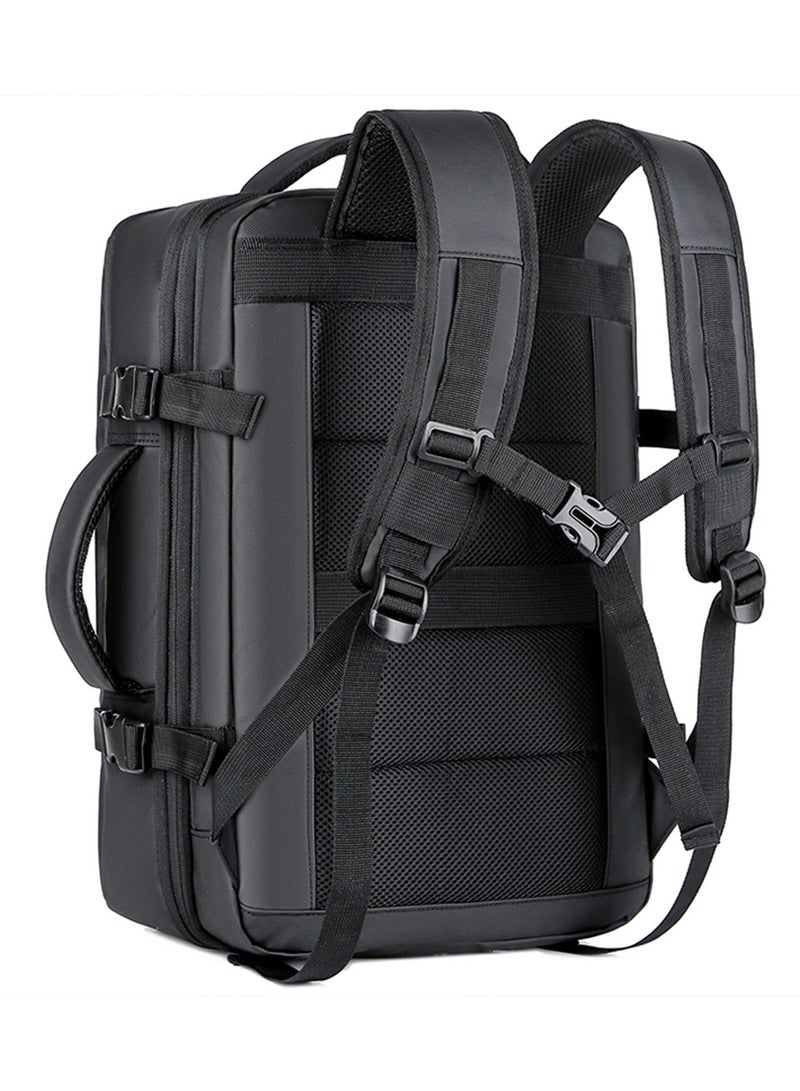 HIKE Expandable Premium Computer Backpack Water Resistant Shoulder Daypack with 360° Degree Opening Compartment and Built in USB Port for Travel/Business/College, HKY3730- Black - Image 4