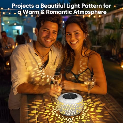 NFEVER Solar Lanterns Outdoor Waterproof: 2 Pack White Hollow Out Metal Solar Lights - 2 Lighting Colors Outside Garden Yard Porch Indoor Tabletop Retro Decorations - Unique Gifts for Women Mom Wife - Image 2
