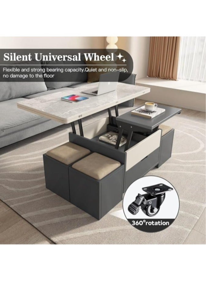 Generic Multifunctional Adjustable Height Modern Dining Table Set Coffee Table Set  - Image 4