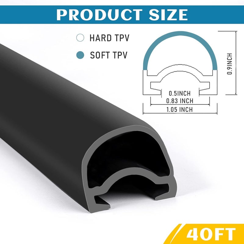 Kikerike RV Slide Out Seal 1 x 15/16 inch x 40 Ft D-Shape Replacement Rubber Seal for RV Camper - Black - Image 2