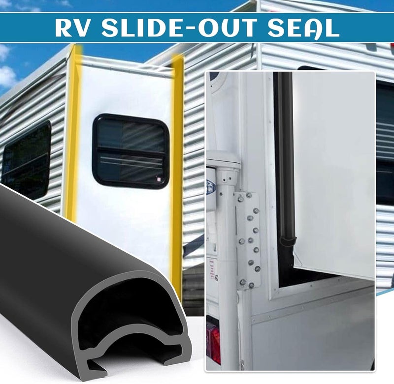 Kikerike RV Slide Out Seal 1 x 15/16 inch x 40 Ft D-Shape Replacement Rubber Seal for RV Camper - Black - Image 3
