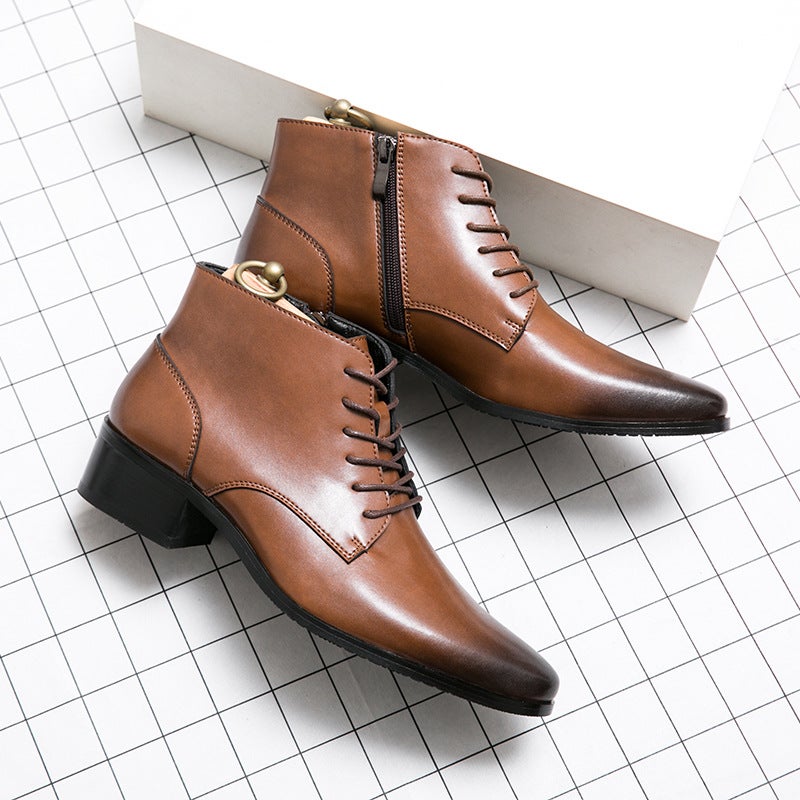 Men'S British Leather Shoes Men'S Korean-Style Pointed Business Formal Casual Leather Boots Trendy Chelsea Men'S Boots Plus Size Men'S Shoes - Image 4
