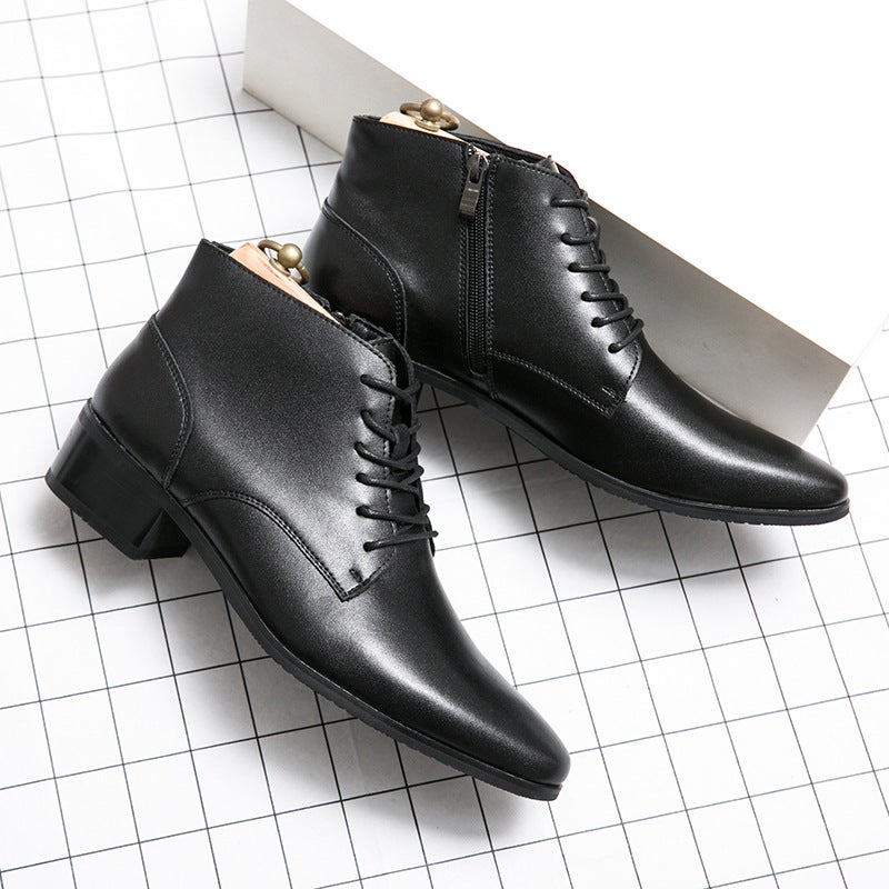 Men'S British Leather Shoes Men'S Korean-Style Pointed Business Formal Casual Leather Boots Trendy Chelsea Men'S Boots Plus Size Men'S Shoes - Image 2