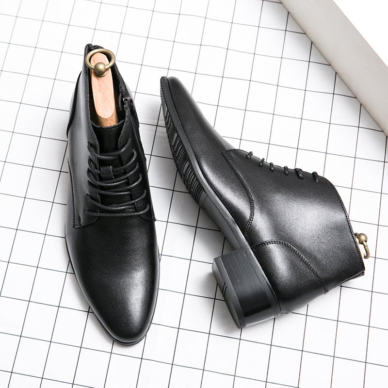 Men'S British Leather Shoes Men'S Korean-Style Pointed Business Formal Casual Leather Boots Trendy Chelsea Men'S Boots Plus Size Men'S Shoes - Image 3