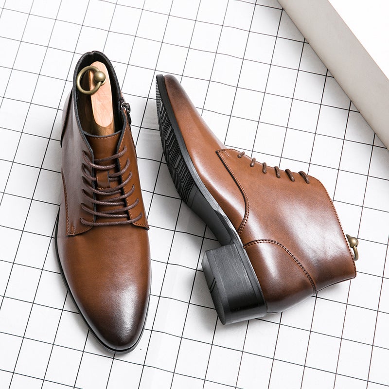 Men'S British Leather Shoes Men'S Korean-Style Pointed Business Formal Casual Leather Boots Trendy Chelsea Men'S Boots Plus Size Men'S Shoes - Image 5