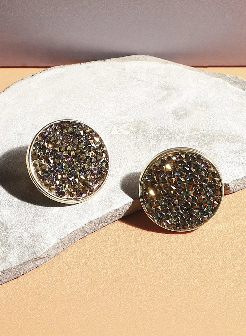 SOHI Embellished Cluster Circular Artificial Stud Earring Jewellery