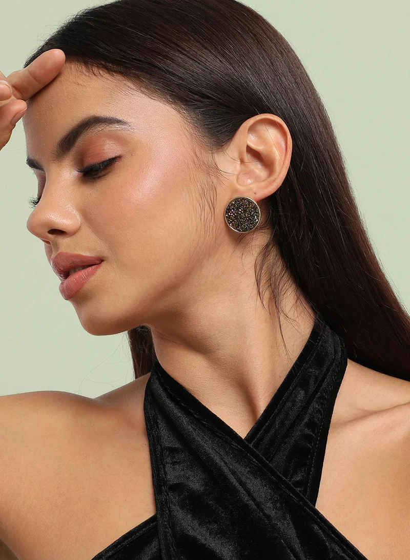 SOHI Embellished Cluster Circular Artificial Stud Earring Jewellery