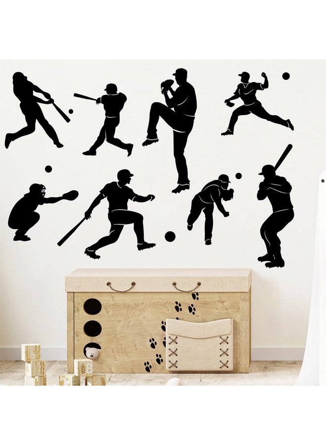 WOYINIS Removable Baseball Player Silhouette Wall Decals Baseball Sports Wall Stickers Peel & Stick Boys Teens Bedroom Nursery Playroom Classroom Wall Decor - Image 1