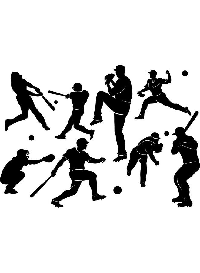 WOYINIS Removable Baseball Player Silhouette Wall Decals Baseball Sports Wall Stickers Peel & Stick Boys Teens Bedroom Nursery Playroom Classroom Wall Decor - Image 3