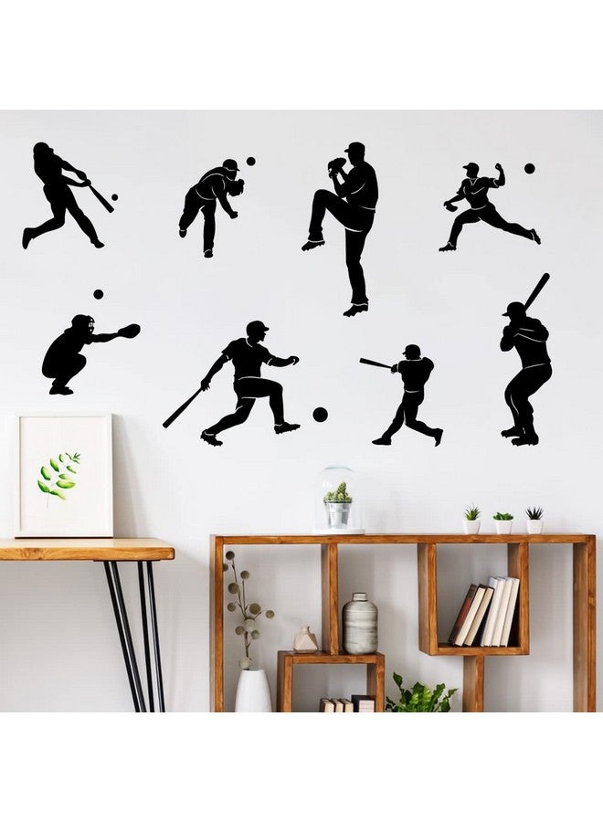 WOYINIS Removable Baseball Player Silhouette Wall Decals Baseball Sports Wall Stickers Peel & Stick Boys Teens Bedroom Nursery Playroom Classroom Wall Decor - Image 2