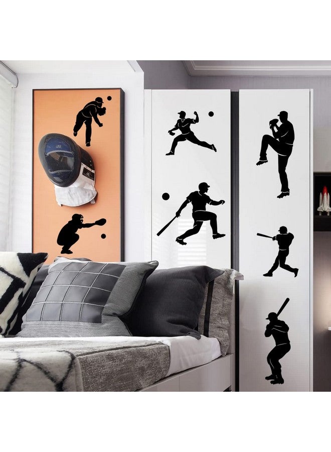 WOYINIS Removable Baseball Player Silhouette Wall Decals Baseball Sports Wall Stickers Peel & Stick Boys Teens Bedroom Nursery Playroom Classroom Wall Decor - Image 5