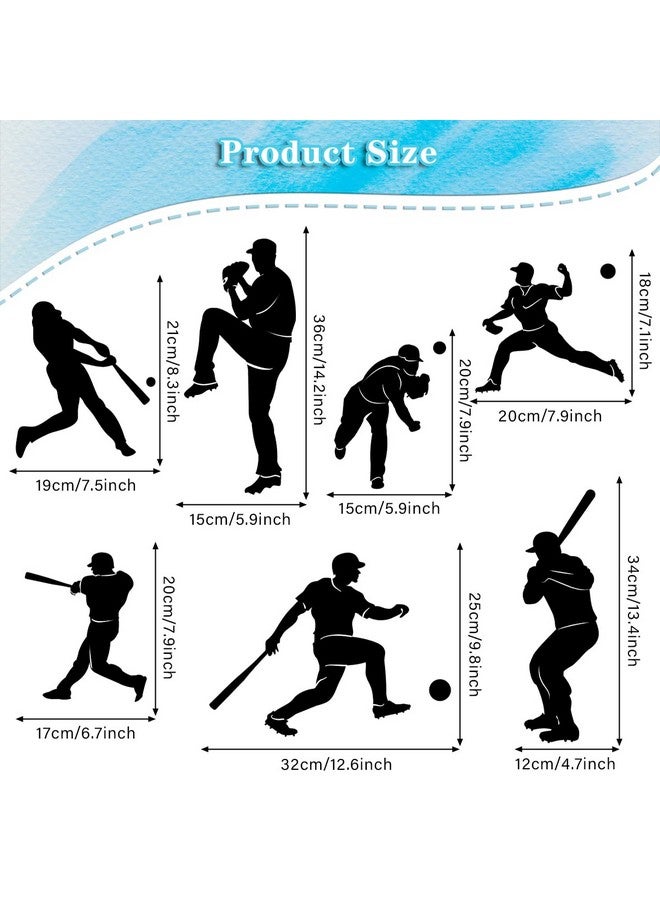WOYINIS Removable Baseball Player Silhouette Wall Decals Baseball Sports Wall Stickers Peel & Stick Boys Teens Bedroom Nursery Playroom Classroom Wall Decor - Image 4