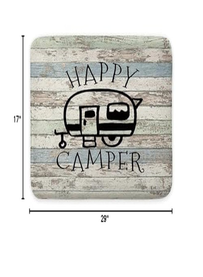 JAWO حصيرة استحمام JAWO Happy Campers، سجادة حوض غير قابلة للانزلاق، تصميم ريترو خشبي بلون محايد لموضوع التخييم في مقطورة السفر، مجموعة ملحقات حمام RV، سجادة مطبخ - Image 3
