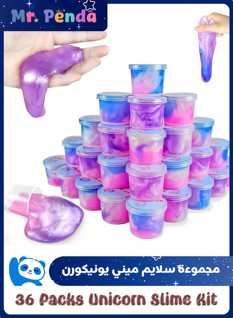 Mr. Penda 36 Packs Unicorn Slime Kit, Unicorn Party Favors for Kids, Pretty Stretchy and Non-Sticky Galaxy Slime Pack, Slime Party Favors for Girls and Boys Goodie Bag Stuffers - Image 1