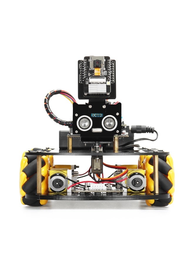 robotgcc Omnidirectional Mecanum Robot Car with ESP32 Camera – Real-time Video Streaming, Infrared Line Following, Ultrasonic Ranging, Path Navigation, Arduino IDE/MicroPython Compatible – Maker Lab & Competition Kit - Image 4