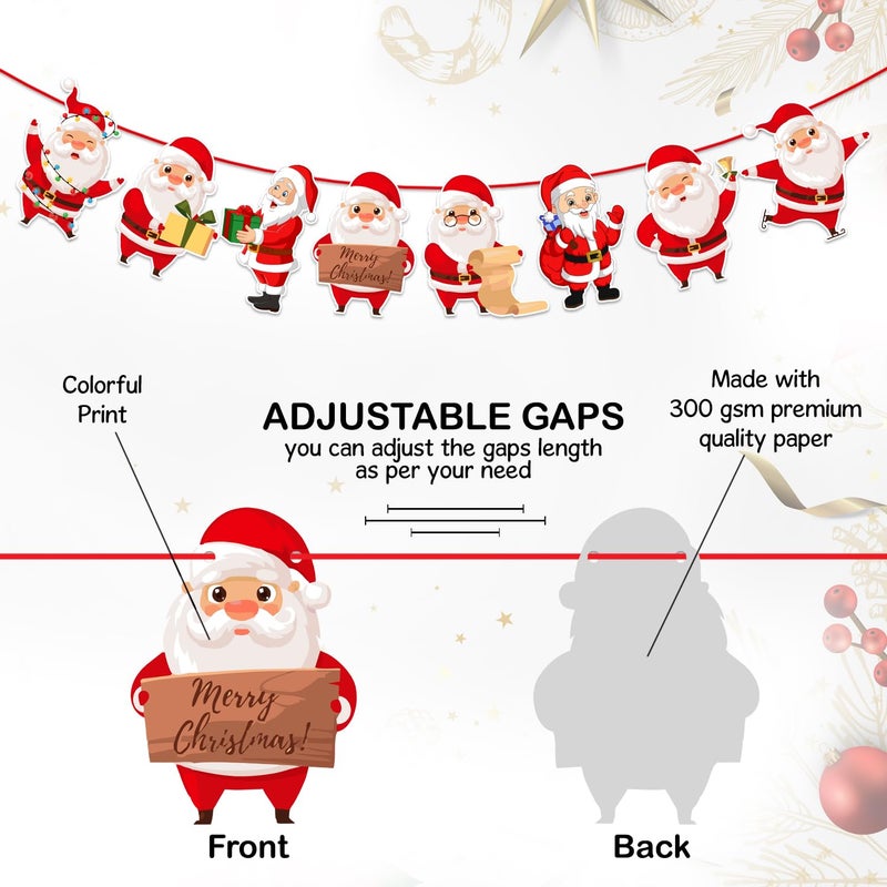 Zyozique® Christmas Party Paper Banner - Santa Character for X-Mass Decorations, Merry Christmas for Home - Office Party, Xmas Bunting - Image 3
