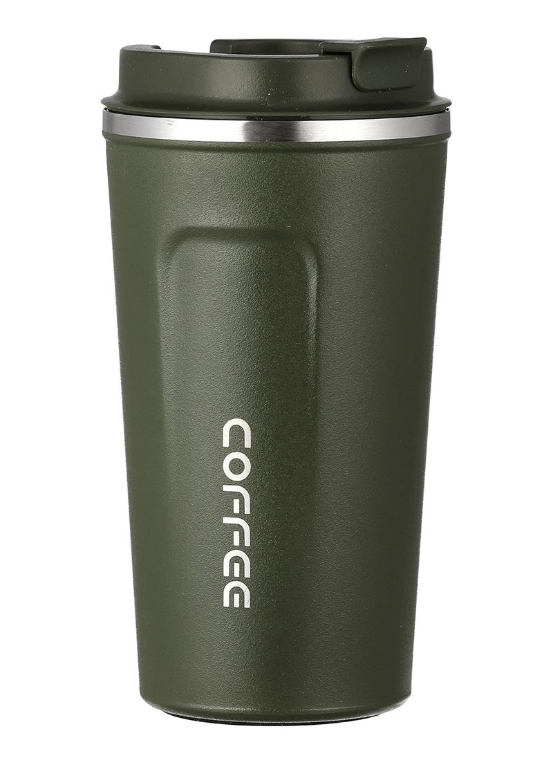 Generic - stainless steel thermal mug 510 ml - green and silver - Image 1