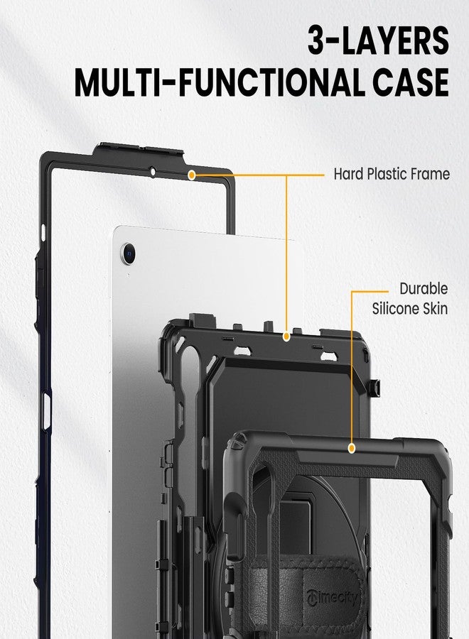 Timecity Case for Samsung Galaxy Tab S10 FE+ Plus 2025 Protective 13.1 inch Tablet, Shockproof Cover with S Pen Holder, Kickstand, Screen Protector, Hand & Shoulder Strap, Black - Image 4
