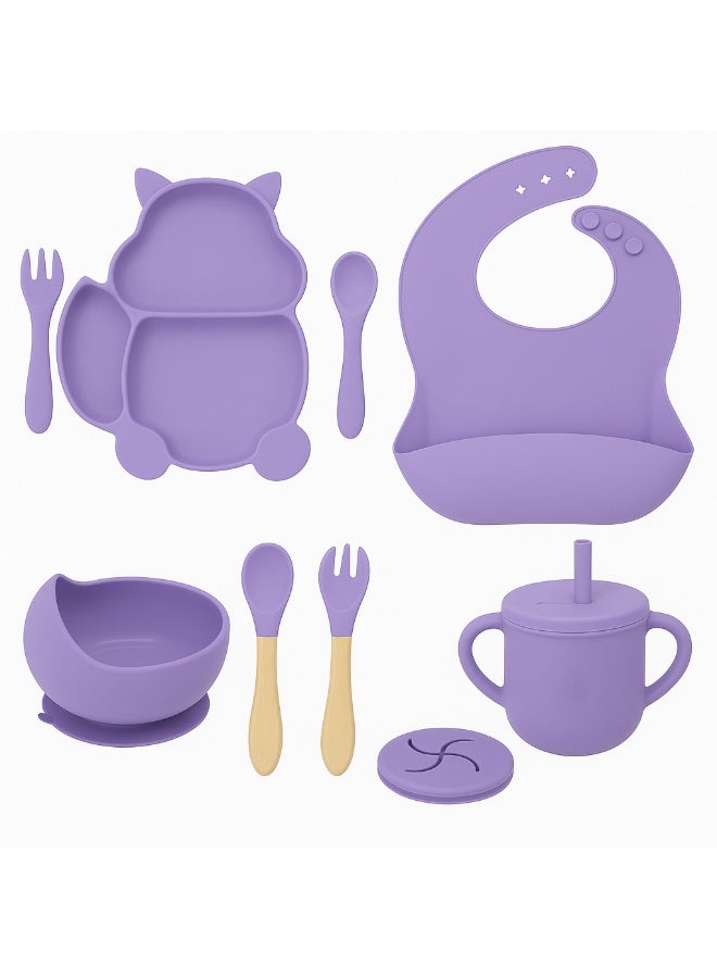 شيكو طقم طعام الطفل المتكامل 9 قطع من شيكو (Chicco) - طبق شفط، وعاء، كوب بمصاصة، ومريلة وأدوات - لتشجيع الرضاعة الذاتية - Image 1