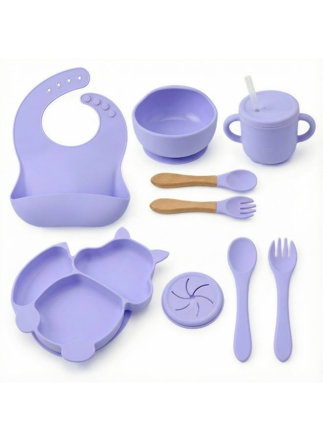 Chicco 9 Pcs Premium Silicone Baby Feeding Set - Suction Plate, Bowl, Sippy Cup, Bib & Utensils - Self-Feeding Starter Kit - Image 1