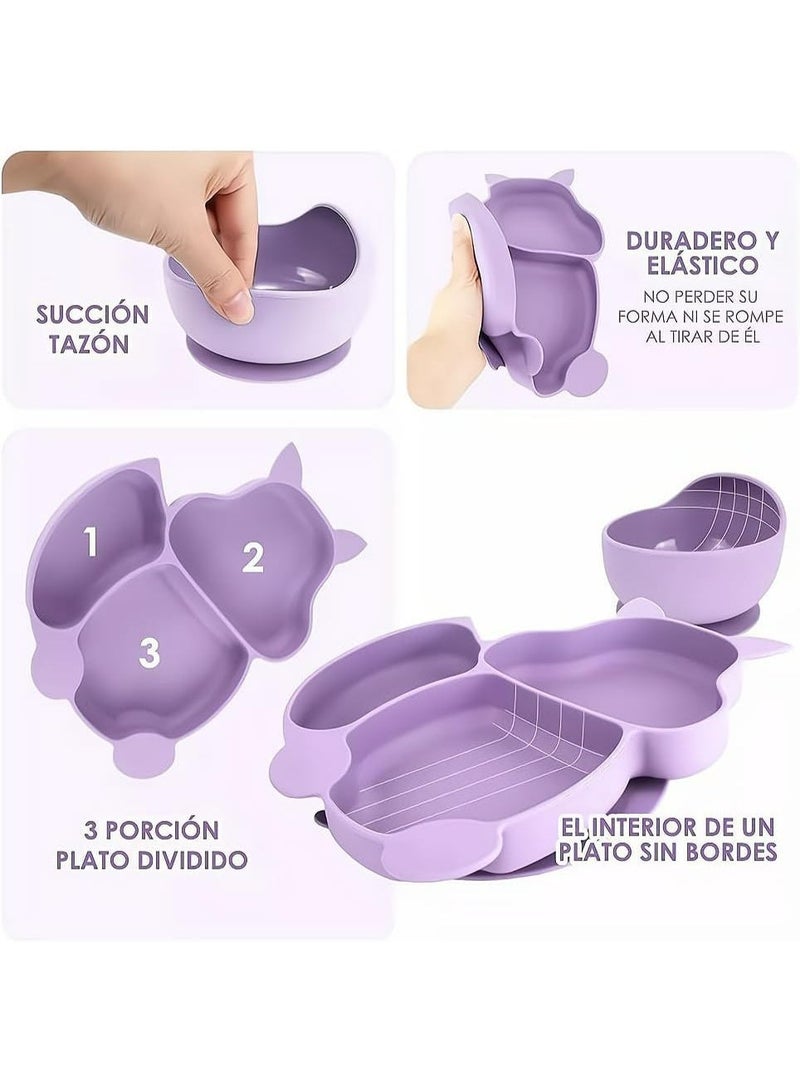 Chicco 9 Pcs Premium Silicone Baby Feeding Set - Suction Plate, Bowl, Sippy Cup, Bib & Utensils - Self-Feeding Starter Kit - Image 4