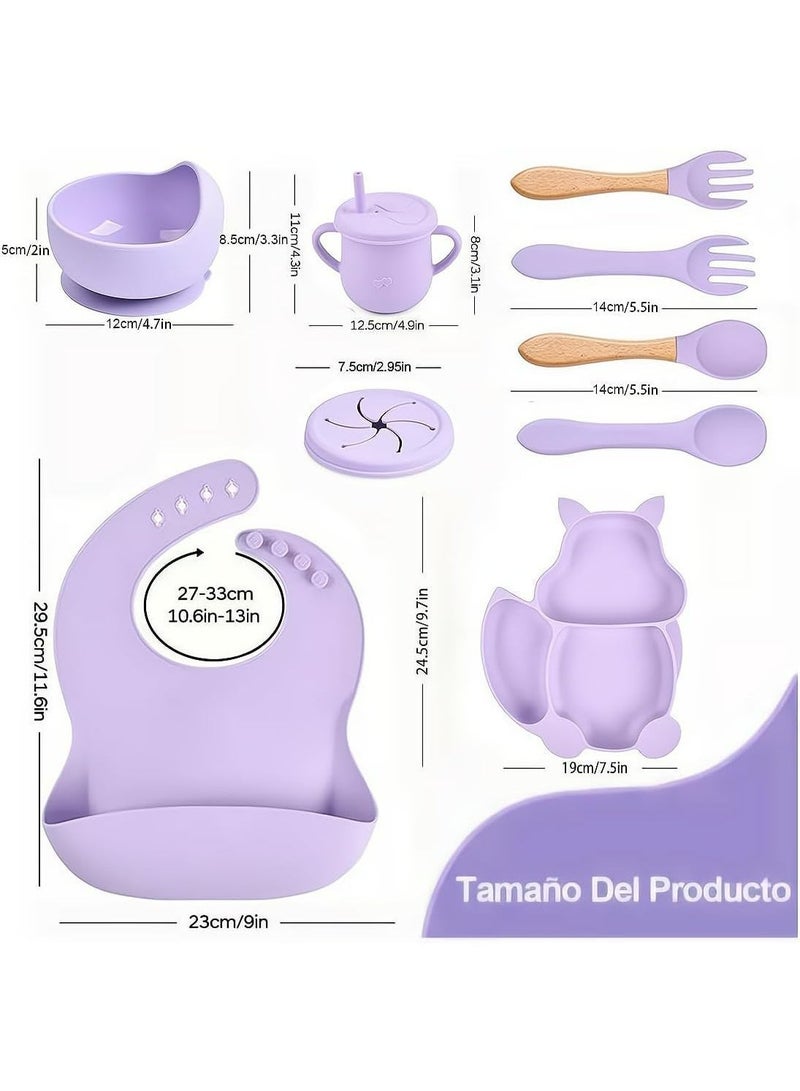 Chicco 9 Pcs Premium Silicone Baby Feeding Set - Suction Plate, Bowl, Sippy Cup, Bib & Utensils - Self-Feeding Starter Kit - Image 5