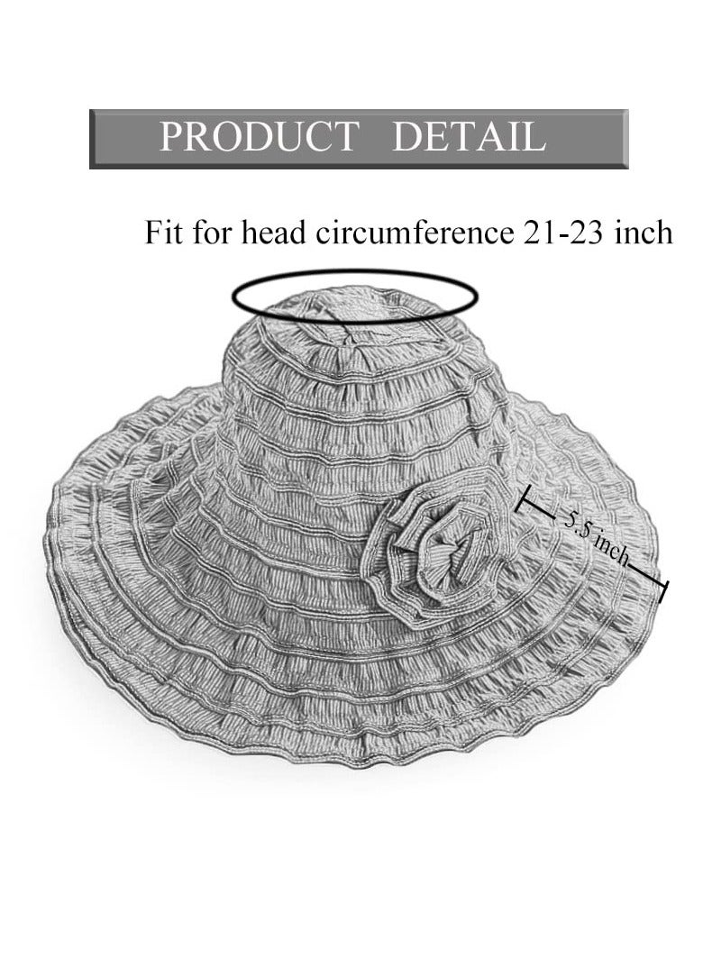 SYOSI Women Folding Vintage Outdoor Sun Hats for Beach Garden Travelling UV Protection  - Image 5