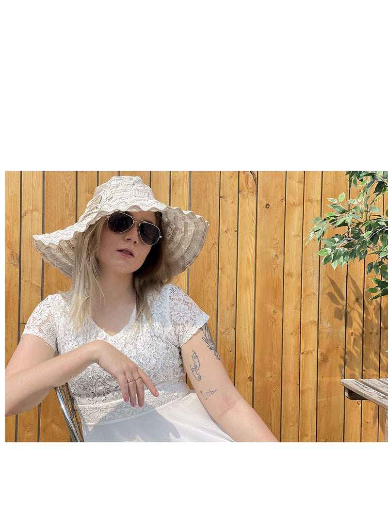 SYOSI Women Folding Vintage Outdoor Sun Hats for Beach Garden Travelling UV Protection  - Image 4