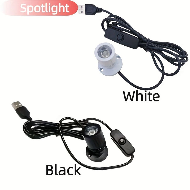 1 قطعة سبوت لايت صغير LED USB 5 فولت ساطع للإضاءة العلوية المثبتة على الأسفل 1 واط ضوء أبيض قابل للدوران بزوايا للاستخدام الداخلي في الخزائن وأرفف العرض وعدادات عرض المجوهرات باللون الأسود - Image 1
